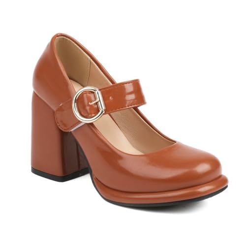Damen Chunky Plateau Heels Dressy Mary Jane Schuhe Komfort Geschlossene Zehen Schnalle Riemen Pumps für Hochzeit Party Arbeit, gelb, 40.5 EU Damen Chunky Plateau Heels Dressy Mary Jane Schuhe Komfort Geschlossene Zehen Schnalle Riemen Pumps für Hochzeit Party Arbeit, gelb, 40.5 EU von Generisch