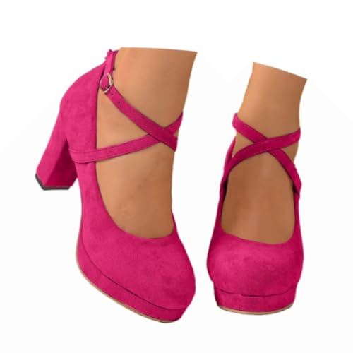 Damen Chunky Pumps Brautschuhe Geschlossene Bequeme Spangenpumps Plateau Tanzschuhe Breite Füße Blockabsatz Hochzeiten Trachtenschuhe Keilpumps Für Oktoberfest von Generisch