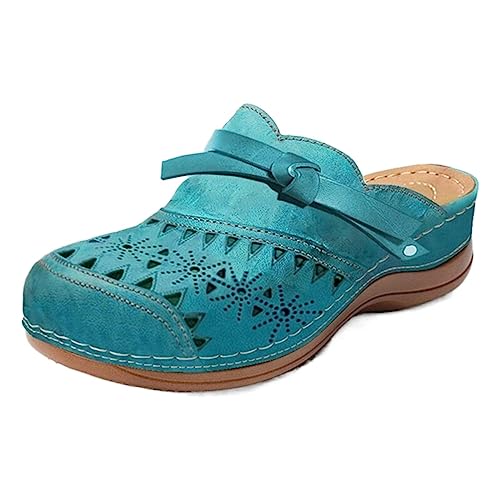 Damen Clogs Sommer Sandaletten Orthopädische Hausschuhe Atmungsaktiv Strand Schuhe Keilabsatz Schlupfsandalen Bequem Plateau Sandalen Gartenclogs Outdoor Pantoletten rutschfest Gartenschuhe von Generisch