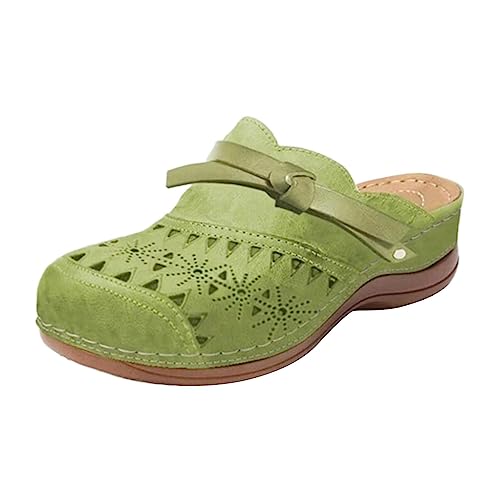 Damen Clogs Sommer Sandaletten Orthopädische Hausschuhe Atmungsaktiv Strand Schuhe Keilabsatz Schlupfsandalen Bequem Plateau Sandalen Gartenclogs Outdoor Pantoletten rutschfest Gartenschuhe von Generisch