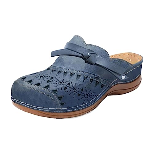 Damen Clogs Sommer Sandaletten Orthopädische Hausschuhe Atmungsaktiv Strand Schuhe Keilabsatz Schlupfsandalen Bequem Plateau Sandalen Gartenclogs Outdoor Pantoletten rutschfest Gartenschuhe von Generisch