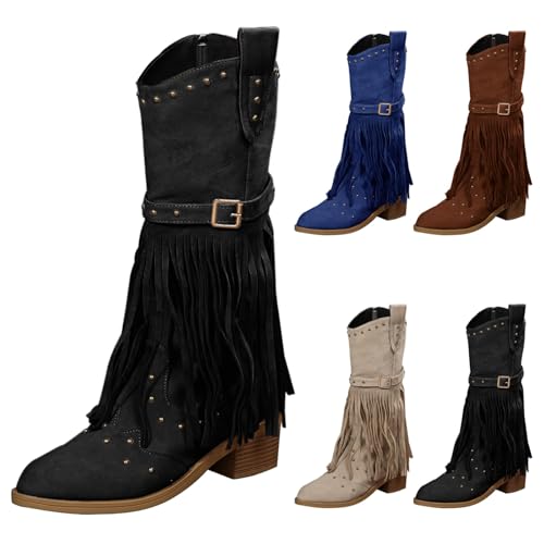 Damen Cowboy Stiefeletten Wildleder Stiefeletten Mit Blockabsatz Outdoor Fransenstiefel High Heels Stiefel Plateau Fransen Freizeitstiefel Vintage Winterstiefel Klassische Keilstiefeletten Damen Cowboy Stiefeletten Wildleder Stiefeletten Mit Blockabsatz Outdoor Fransenstiefel High Heels Stiefel Plateau Fransen Freizeitstiefel Vintage Winterstiefel Klassische Keilstiefeletten von Generisch