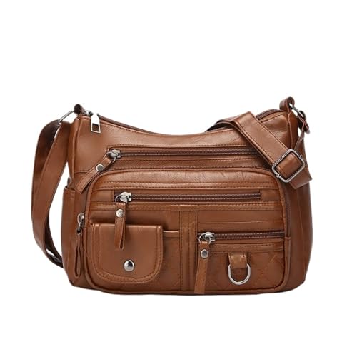 Damen Crossbody Tasche Kunstleder Umhängetasche mit Verstellbaren Schultergurten Leichte Multi Pocket Tasche mit, braun, Einheitsgröße von Generisch