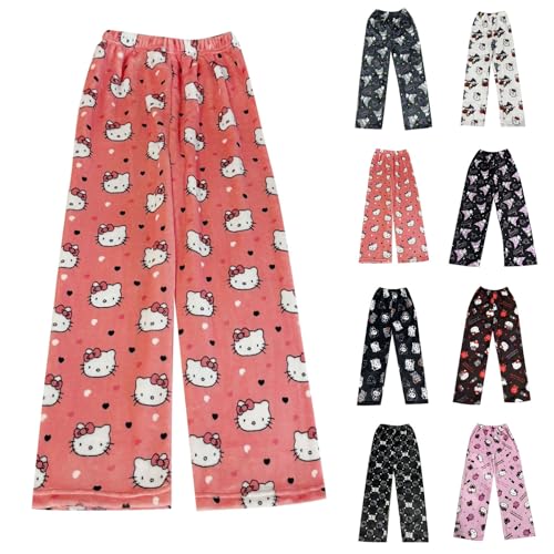 Damen Cute Anime Cartoon Pyjamahose Couple Flanell Weich Pyjamahose Kawaii Herbst Winter Herren Pyjamahose Lässig Nach Hause Herbst Hose von Generisch