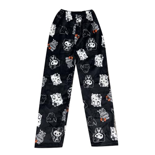 Damen Cute Anime Cartoon Pyjamahose Couple Flanell Weich Pyjamahose Kawaii Herbst Winter Herren Pyjamahose Lässig Nach Hause Herbst Hose von Generisch