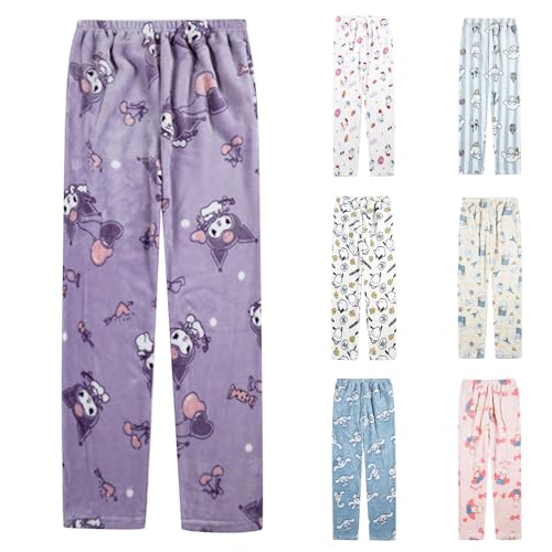 Damen Cute Anime Cartoon Pyjamahose Couple Flanell Weich Pyjamahose Kawaii Herbst Winter Herren Pyjamahose Lässig Nach Hause Herbst Hose von Generisch