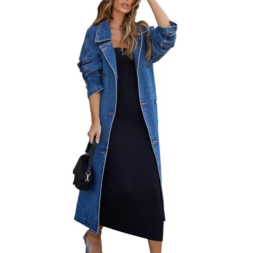 Damen Denim Trenchcoat Jeansjacke ANG Elegant Winter Jeansmantel Lang Knöpfe Revers Zerrissen Jeans Mantel Parka Jacke Mit Tasten Jeansmantel Frühling Übergang Lässige Oberbekleidung Mit Tasche Damen Denim Trenchcoat Jeansjacke ANG Elegant Winter Jeansmantel Lang Knöpfe Revers Zerrissen Jeans Mantel Parka Jacke Mit Tasten Jeansmantel Frühling Übergang Lässige Oberbekleidung Mit Tasche von Generisch