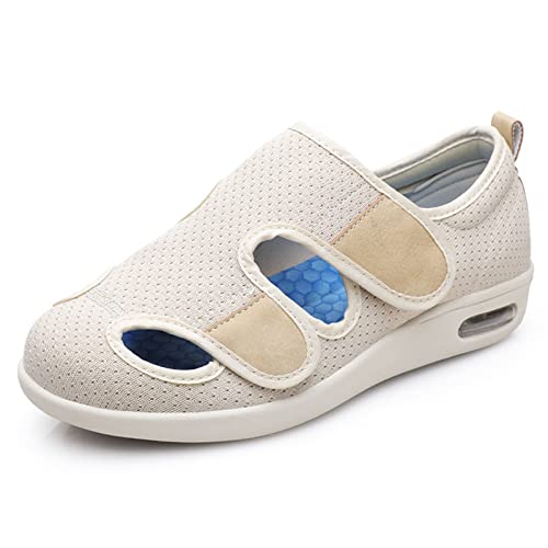 Damen Diabetes Schuhe Air Cushion, Extra Breite Orthopädische Diabetische Schuhe Älterer Leichter Turnschuh für Arthritis Ödem Geschwollene Füße Daumen Valgus von Generisch