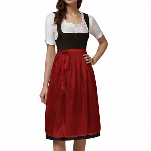 Damen Dirndl Schürze Midi Dirndlschürzen Blumenkerndruck Knielang Oktoberfest Trachtenschürze Design Bequem & Pflegeleicht Dirndlschürze Perfekt für Trachten & Festlichkeiten Trachtenrock 60-70cm von Generisch