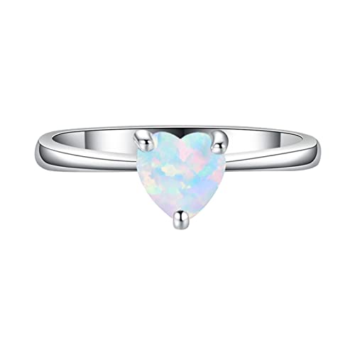Damen-Eheringe, Opalring, Liebesring, Herzform, Opal, weißer Stein, Handschmuck, Modeschmuck, Geburtstagsgeschenk, für Frauen, 7, Metall, Kein Edelstein Damen-Eheringe, Opalring, Liebesring, Herzform, Opal, weißer Stein, Handschmuck, Modeschmuck, Geburtstagsgeschenk, für Frauen, 7, Metall, Kein Edelstein von Generisch