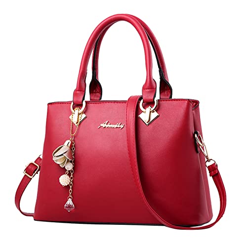 Damen-Einkaufstasche, modische Handtaschen, Damen-Geldbörse, Umhängetasche, Umhängetasche, Ledertasche für Damen Leggings Mit Taschen Hinten (Wine, One Size) von Generisch