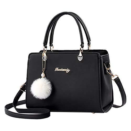 Damen-Einkaufstasche, modische Handtaschen, Damen-Geldbörse, Umhängetasche, Umhängetasche, Ledertasche für Damen Leggins Mit Taschen Hinten (Black, One Size) von Generisch