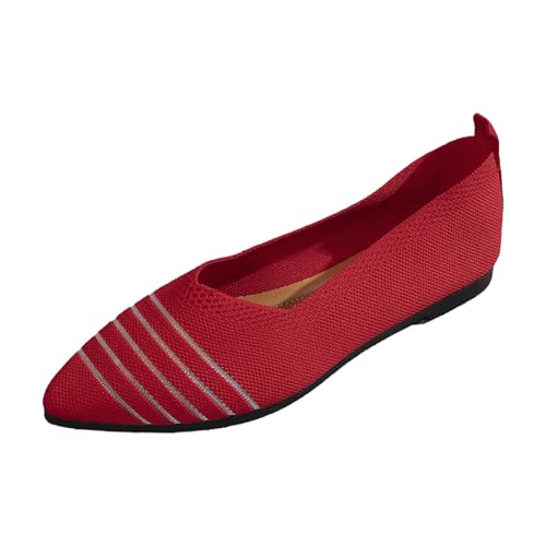Damen Einzelne Schuhe Bequem Slip On Sandalen Rutschfest Flache Stricken Sommerschuhe Trachtenschuhe Sommer Elegant Arbeitsschuhe Weiche Sportlich Tanzschuhe Leicht Geschlossene Wanderschuhe von Generisch