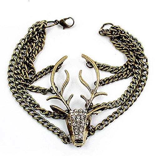 Damen-Elch-Armband, Retro-Kette, Strass, Hirsch, Armreif, Punk-Chic von Generisch