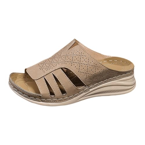 Damen Elegant Pantoletten Sommer Slipper Ergonomische & rutschfeste Orthopädische Leder Pantoletten Sandaletten zur Schmerzlinderung Pantoletten Weiches Fußbett Strandschuhe Damen Elegant Pantoletten Sommer Slipper Ergonomische & rutschfeste Orthopädische Leder Pantoletten Sandaletten zur Schmerzlinderung Pantoletten Weiches Fußbett Strandschuhe von Generisch