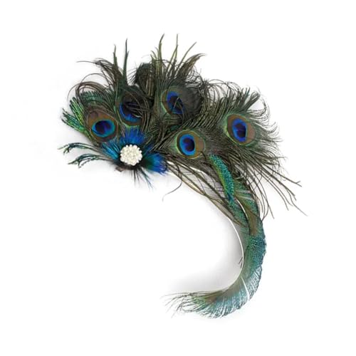 Damen-Fascinator mit Pfauenfedern, für Hochzeit, Party, Brautschmuck, Tiara, Brautschmuck, Kopfschmuck, Einheitsgröße, Federn von Generisch