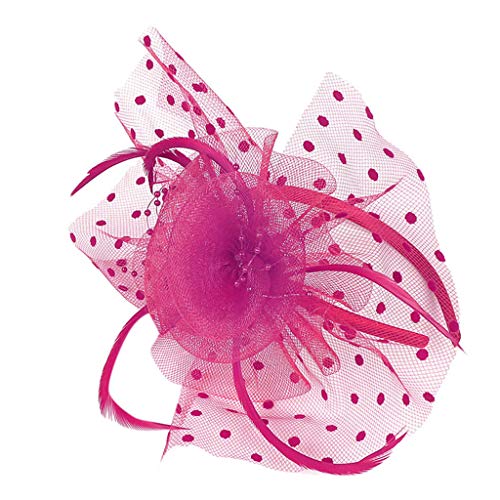 Damen Fascinators Hut Vintag Headwear Haar Accessoire Mit Schleier Federn Blumen Mesh Stirnband Clip Frauen Pillbox Hut Blumen Mesh Feder Karneval Teeparty Kirche Haarschmuck von Generisch