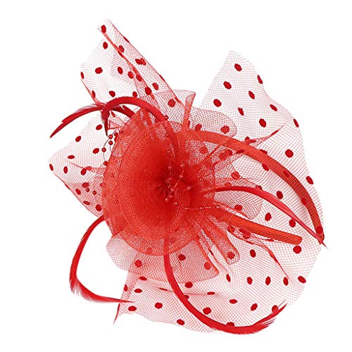 Damen Fascinators Hut Vintag Headwear Haar Accessoire Mit Schleier Federn Blumen Mesh Stirnband Clip Frauen Pillbox Hut Blumen Mesh Feder Karneval Teeparty Kirche Haarschmuck von Generisch