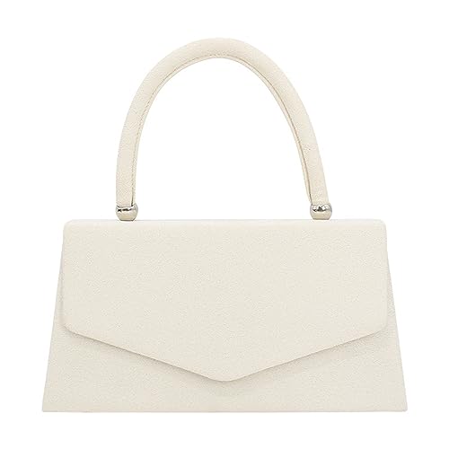 Damen Faux Suede Bag Top Handle Handtasche Hochzeit Große Isolierte Tote Bag, weiß, Einheitsgröße Damen Faux Suede Bag Top Handle Handtasche Hochzeit Große Isolierte Tote Bag, weiß, Einheitsgröße von Generisch