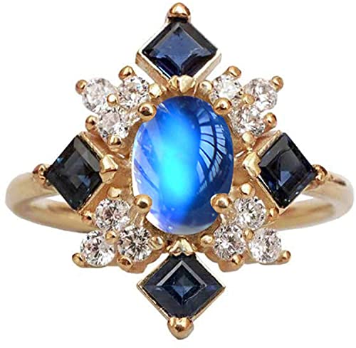 Damen-Fingerring aus künstlichem Mondstein, quadratisch, für Party, Verlobung, Schmuck, Geschenk, clevere Mode von Generisch