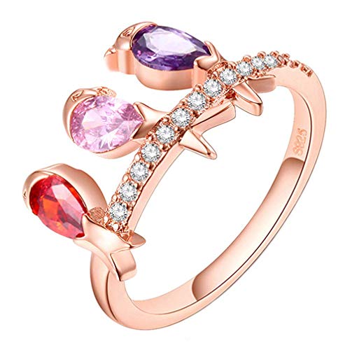 Damen-Fingerring mit 3 Vögeln und Tier-Kristallen, Größe 8, Haltbarkeit von Generisch