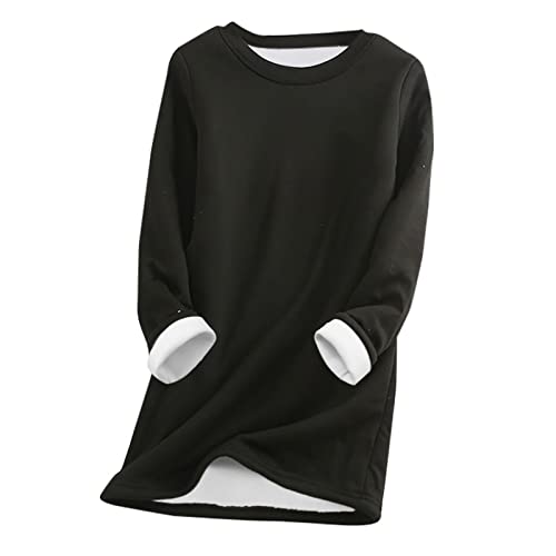 Damen Fleece Langarm Sweatshirts Winter-Warmer Plüsch Pulli Oversized Rundhals Sweatshirt Teddy-Fleece Gefüttert Plüsch Pullover Unterhemd Langarmshirt Thermounterwäsche Damen Fleece Langarm Sweatshirts Winter-Warmer Plüsch Pulli Oversized Rundhals Sweatshirt Teddy-Fleece Gefüttert Plüsch Pullover Unterhemd Langarmshirt Thermounterwäsche von Generisch