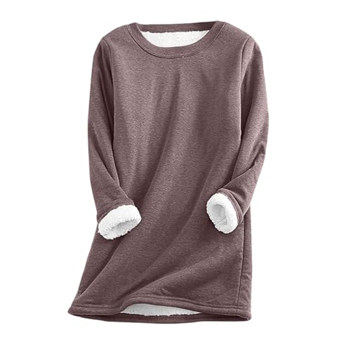 Damen Fleece Langarm Sweatshirts Winter-Warmer Plüsch Pulli Oversized Rundhals Sweatshirt Teddy-Fleece Gefüttert Plüsch Pullover Unterhemd Langarmshirt Thermounterwäsche Damen Fleece Langarm Sweatshirts Winter-Warmer Plüsch Pulli Oversized Rundhals Sweatshirt Teddy-Fleece Gefüttert Plüsch Pullover Unterhemd Langarmshirt Thermounterwäsche von Generisch