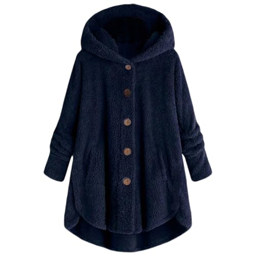 Damen Fleecejacke mit Kapuze Oversize Teddy Flauschige Pullover Hoodie Jacke Lang Fleece Gefütterte Sweatshirt Große Größen Winter Warm Plüsch Teddyjacke Fleece-Pullover Strickjacke Teddyfleece von Generisch