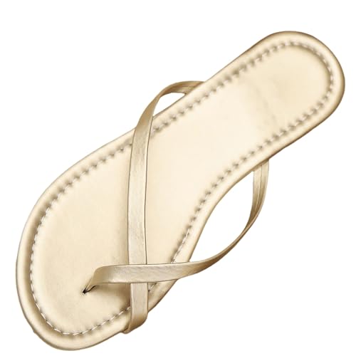 Damen Flip Flops Square Toe Hausschuhe Leichte Komfort Walking Flip Flops Clip Toe Sandalen Zehentrenner Thong Hausschuhe, gold, 38.5 EU Damen Flip Flops Square Toe Hausschuhe Leichte Komfort Walking Flip Flops Clip Toe Sandalen Zehentrenner Thong Hausschuhe, gold, 38.5 EU von Generisch