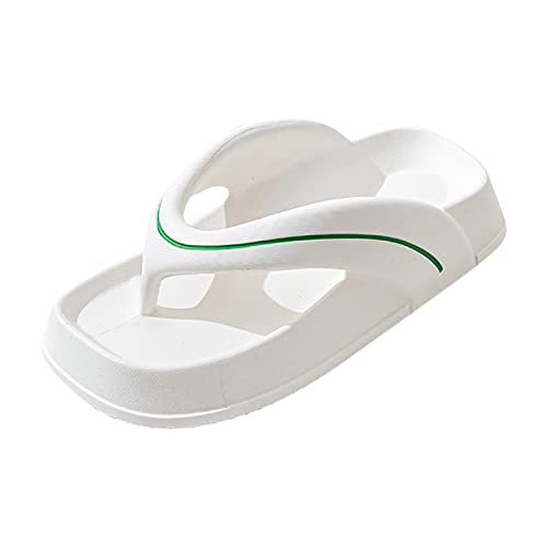 Damen-Flip-Flops mit neuem Muster, modisch im Sommer, vielseitig, für drinnen und draußen, Strandschuhe, bequeme, flache dicke Sohlen und weiche Sohlen, Flip-Flops, Herren, Leder, weiß, 37 EU von Generisch