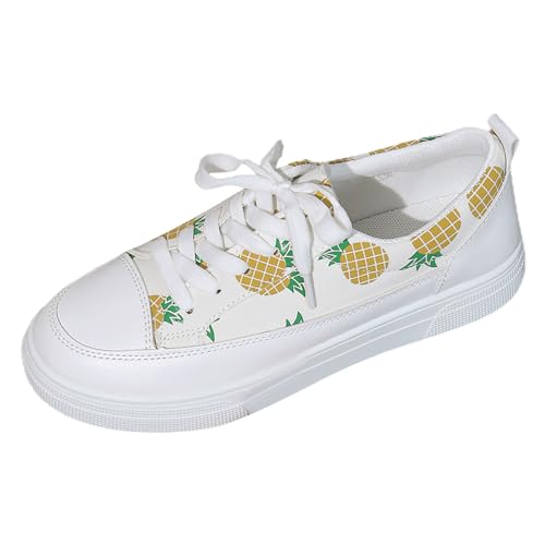 Damen Freizeit Schuhe für Alltag Damen Sneakers Sportlich Rund Zehen Flachboden Schnürschuhe Trendige 2024 Frühjahr Koreanisch Stil (Green, 41) von Generisch