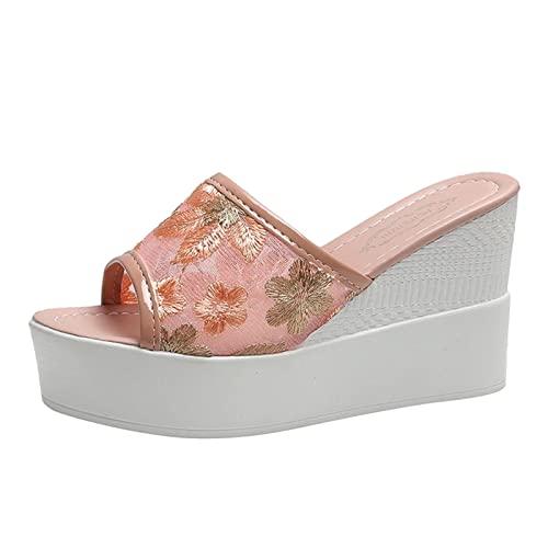 Damen Freizeitschuhe Hochhackige Sandalen Wedge Moda Mesh Sommer Schuhe mit Dicke Sohlen Stilvollem Design (40) von Generisch