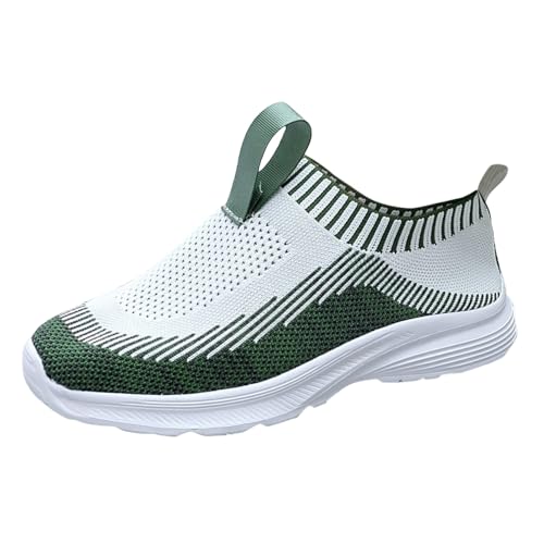 Damen Freizeitschuhe Seniorenschuhe Damen Mesh Hohl Senioren Wanderschuhe Schuhe Tanzschuhe Weiche Unterseite rutschfeste Mutterschuhe Damen Sneaker Rose (Green, 42) von Generisch
