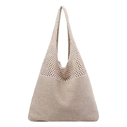 Damen Frühjahr/Sommer Tragbar Hohl Gestrickt Handheld One Shoulder Weste Tasche Schultertasche Herren, khaki, Einheitsgröße von Generisch