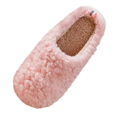 Damen Frühling und Winter Home Indoor Dicker Plüsch Weich rutschfest Leise Warm Gewickelte Zehen Plüsch Baumwollpantoffeln Schuhe Damen Sneaker Original (Pink, 38) von Generisch