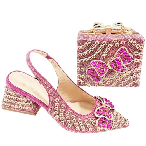 Damen Full Diamond High Heels und Dual Use Clutch Set mit Graffiti Design für stilvolle Partys Fuchsia, fuchsia, 43.5 EU Damen Full Diamond High Heels und Dual Use Clutch Set mit Graffiti Design für stilvolle Partys Fuchsia, fuchsia, 43.5 EU von Generisch