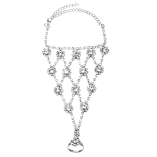 Damen Fußkettchen Sandalen Strand Fußkettchen mit weißem Kristall zum Spielen am Strand bei der Hochzeit Perlenkette (A, One Size) von Generisch