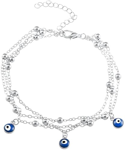Damen-Fußkettchen mit türkischen Augen, Perlen, elegante Fußkettchen, Armbänder, Strandschmuck, Bohemian-Armbänder von Generisch