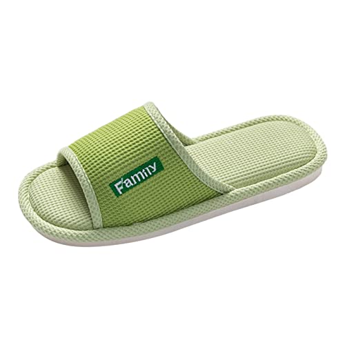 Damen GäStehausschuhe Hotelslipper Pantoffeln Waschbar Spa-Slipper Bequeme Badeslipper Offener Zeh Flip Flop Zehentrenner Hausschuhe FüR Den Innenbereich Rutschfest Leinen Paarmodelle von Generisch