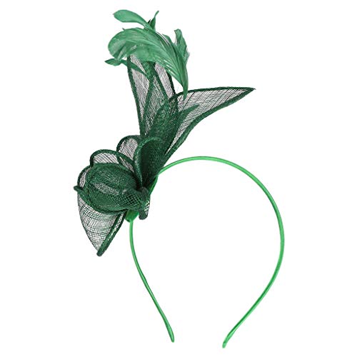 Damen Gefieder FilzenträGer HüTe Mit Clip Mesh Flower & Federn Hair Clip Hairpin Haarband Blumen Netz Kopfschmuck Feder Haarschmuck Haarschmuck FüR Party Kirche Hochzeit Cocktail Party (Green) von Generisch