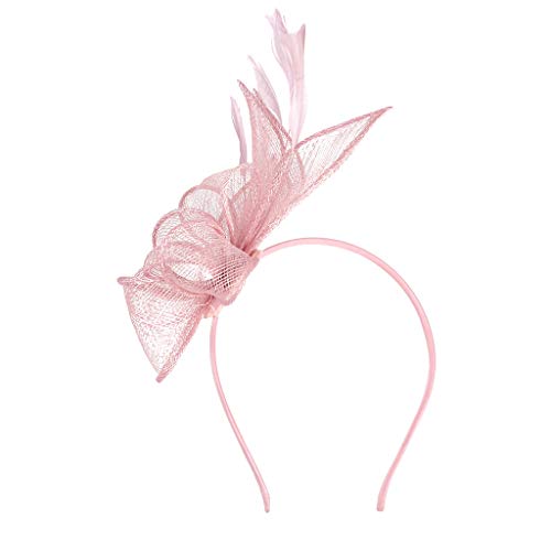 Damen Gefieder FilzenträGer HüTe Mit Clip Mesh Flower & Federn Hair Clip Hairpin Haarband Blumen Netz Kopfschmuck Feder Haarschmuck Haarschmuck FüR Party Kirche Hochzeit Cocktail Party (Pink) von Generisch