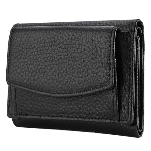 Damen Geldbörse Kurz Mode Leder Geldbörse Taschenverschluss Dekorative Schalen für Schlüssel und Geldbörse, Schwarz , Einheitsgröße von Generisch