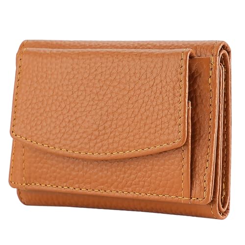 Damen Geldbörse Kurz Mode Leder Geldbörse Taschenverschluss Dekorative Schalen für Schlüssel und Geldbörse, braun, Einheitsgröße von Generisch