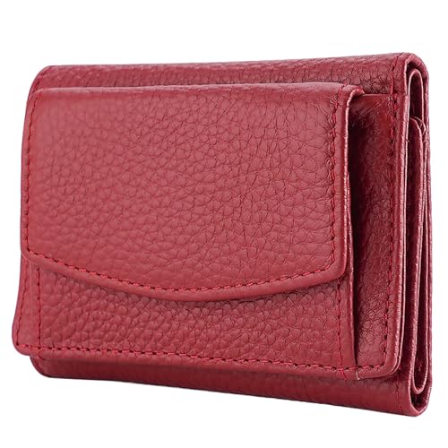 Damen Geldbörse Kurz Mode Leder Geldbörse Taschenverschluss Dekorative Schalen für Schlüssel und Geldbörse (Rot, Einheitsgröße) von Generisch