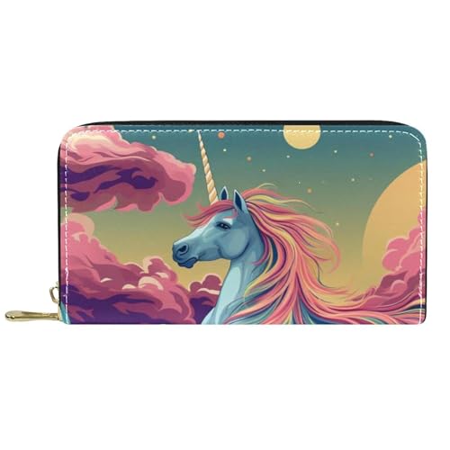Damen-Geldbörse mit Reißverschluss und Handy-Clutch, Abend-Einhorn, Reise-Geldbörse, Leder, Clutch, Kartenhalter, Organizer, Handgelenke, mehrfarbig, Einheitsgröße von Generisch