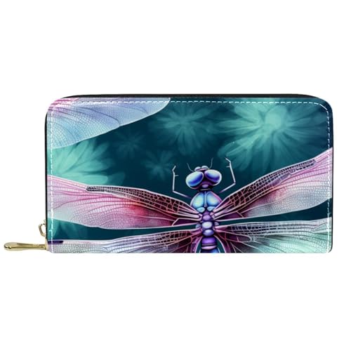 Damen-Geldbörse mit Reißverschluss und Handy-Clutch, Beauty-Libelle, Reise-Geldbörse, Leder, Clutch, Kartenhalter, Organizer, Handgelenke, mehrfarbig, Einheitsgröße von Generisch