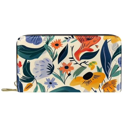 Damen-Geldbörse mit Reißverschluss und Handy-Clutch, Blumenblätter, Reise-Geldbörse, Leder, Clutch, Kartenhalter, Organizer, Handgelenke, mehrfarbig, Einheitsgröße von Generisch