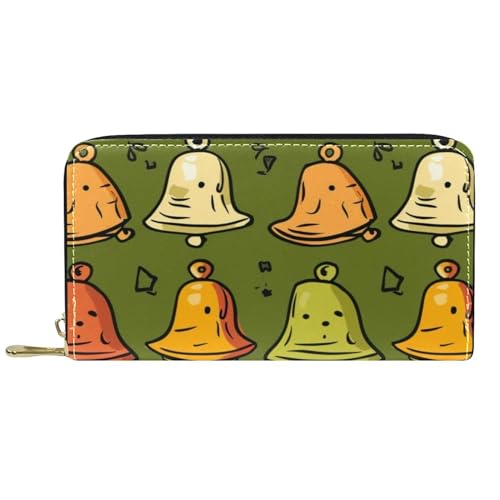 Damen-Geldbörse mit Reißverschluss und Handy-Clutch, Cartoon-Glockenmuster, Reise-Geldbörse, Leder, Clutch, Kartenhalter, Organizer, Handgelenke, mehrfarbig, Einheitsgröße von Generisch