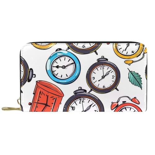Damen-Geldbörse mit Reißverschluss und Handy-Clutch, Cartoon-Uhr, Reise-Geldbörse, Leder, Clutch, Kartenhalter, Organizer, Handgelenke, mehrfarbig, Einheitsgröße von Generisch