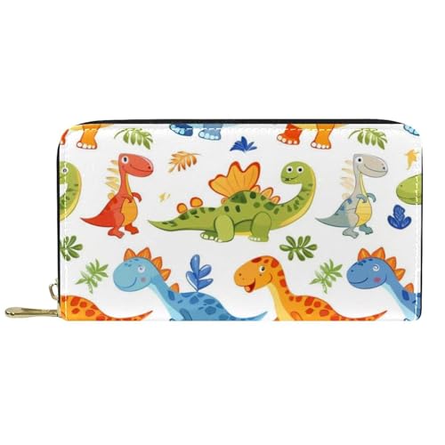 Damen-Geldbörse mit Reißverschluss und Handy-Clutch, Dinosaurier-Muster, Reise-Geldbörse, Leder, Clutch, Kartenhalter, Organizer, Handgelenke, mehrfarbig, Einheitsgröße von Generisch